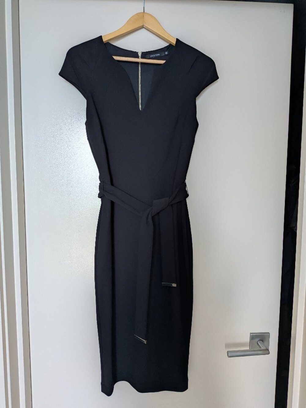 Portmans Little Black Dress US 6 (AU 10 label) Gold Zip Up Back